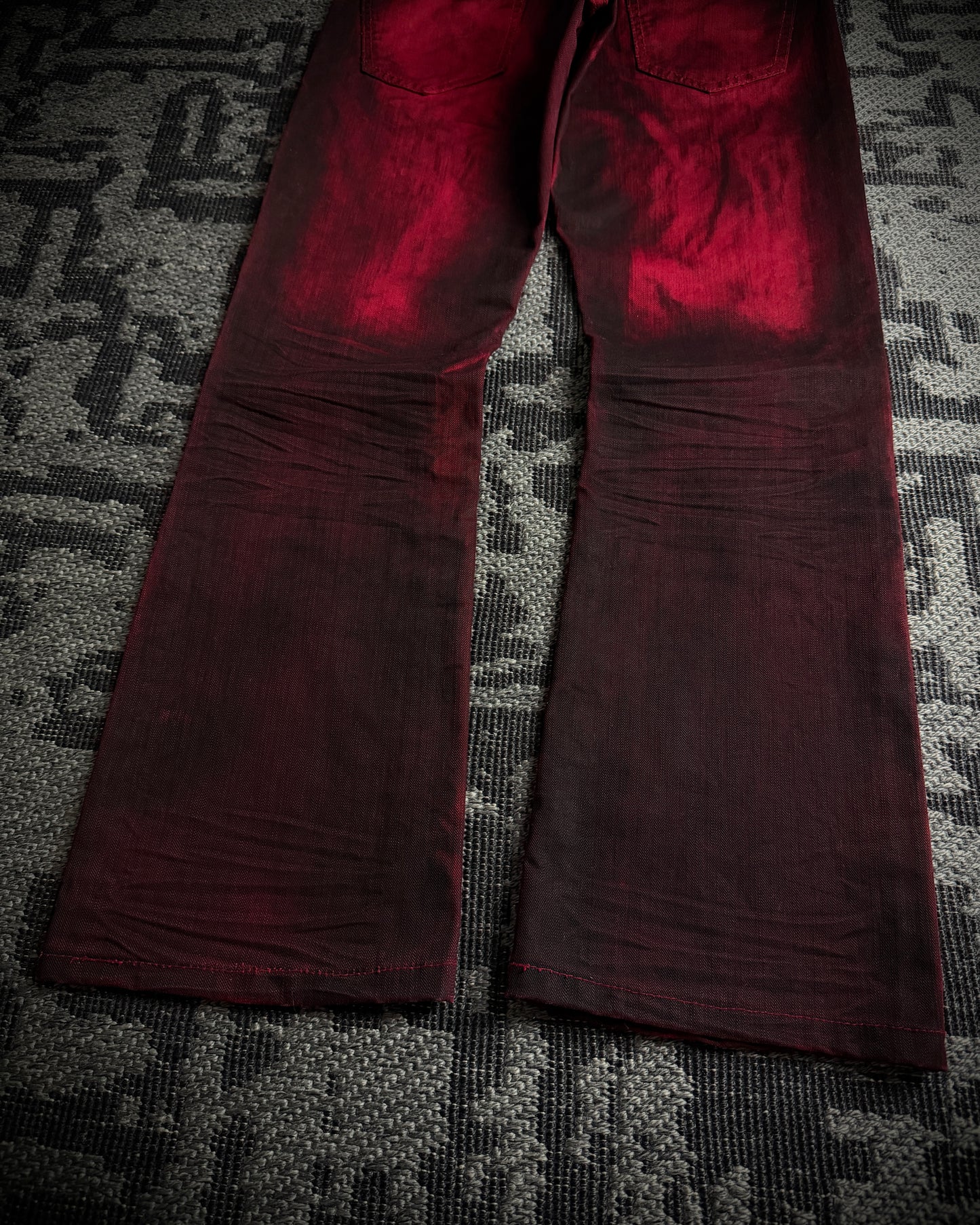 In The Attic Faded Red Distressed Bootcut Denim