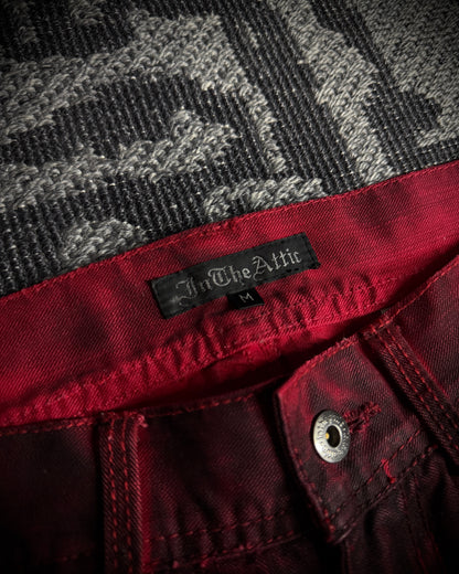 In The Attic Faded Red Distressed Bootcut Denim