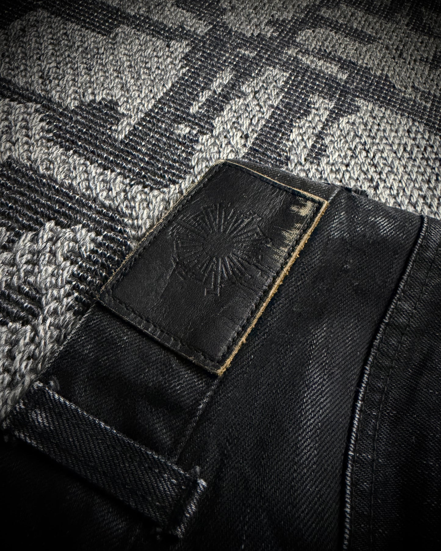 Tornado Mart Black Leopard Coated Fade Flared Denim