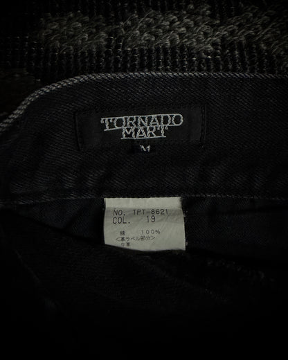 Tornado Mart Black Leopard Coated Fade Flared Denim