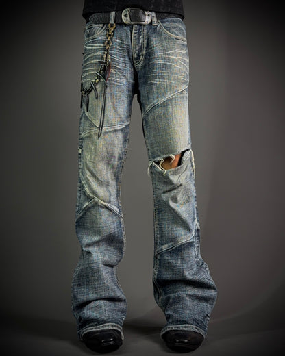 Daily Topics Panelled Distressed Flared Jeans