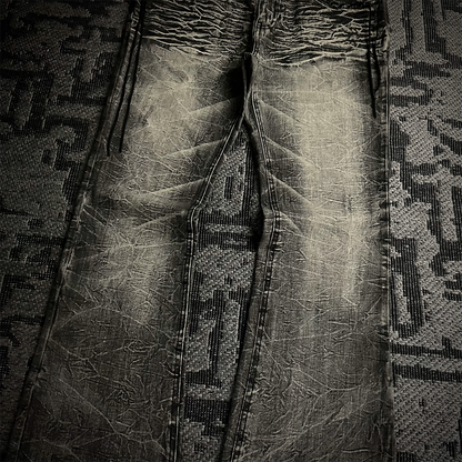 Ugajin Whiskered Acid Wash Lace up Flared Jeans