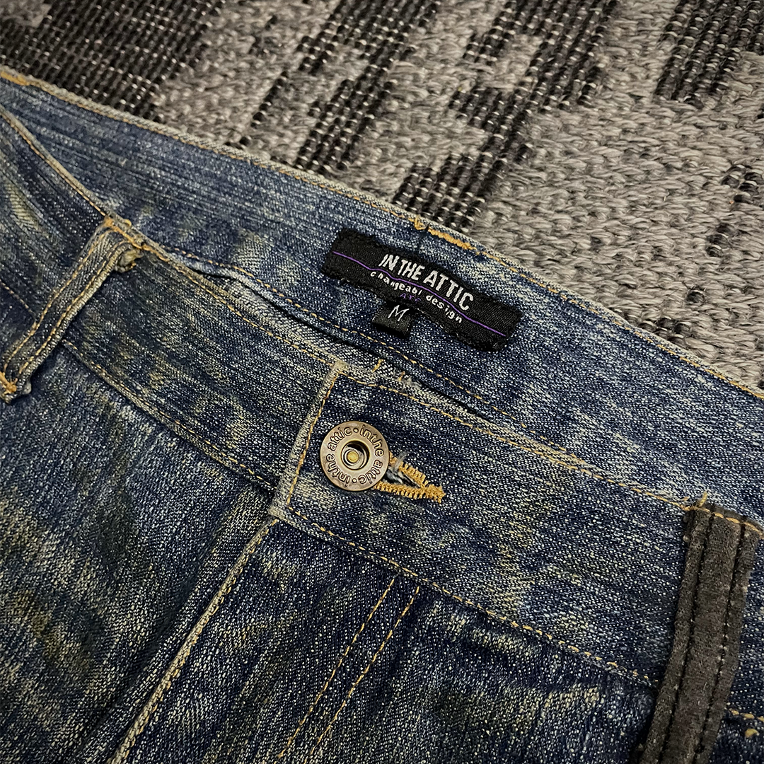 In The Attic Rare Distressed Dirty Flare Denim