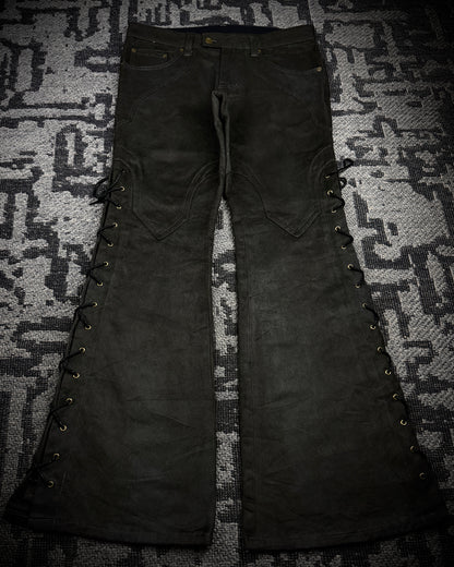 Tornado Mart Suede Lace Up Flared Pants