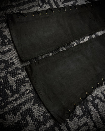 Tornado Mart Suede Lace Up Flared Pants