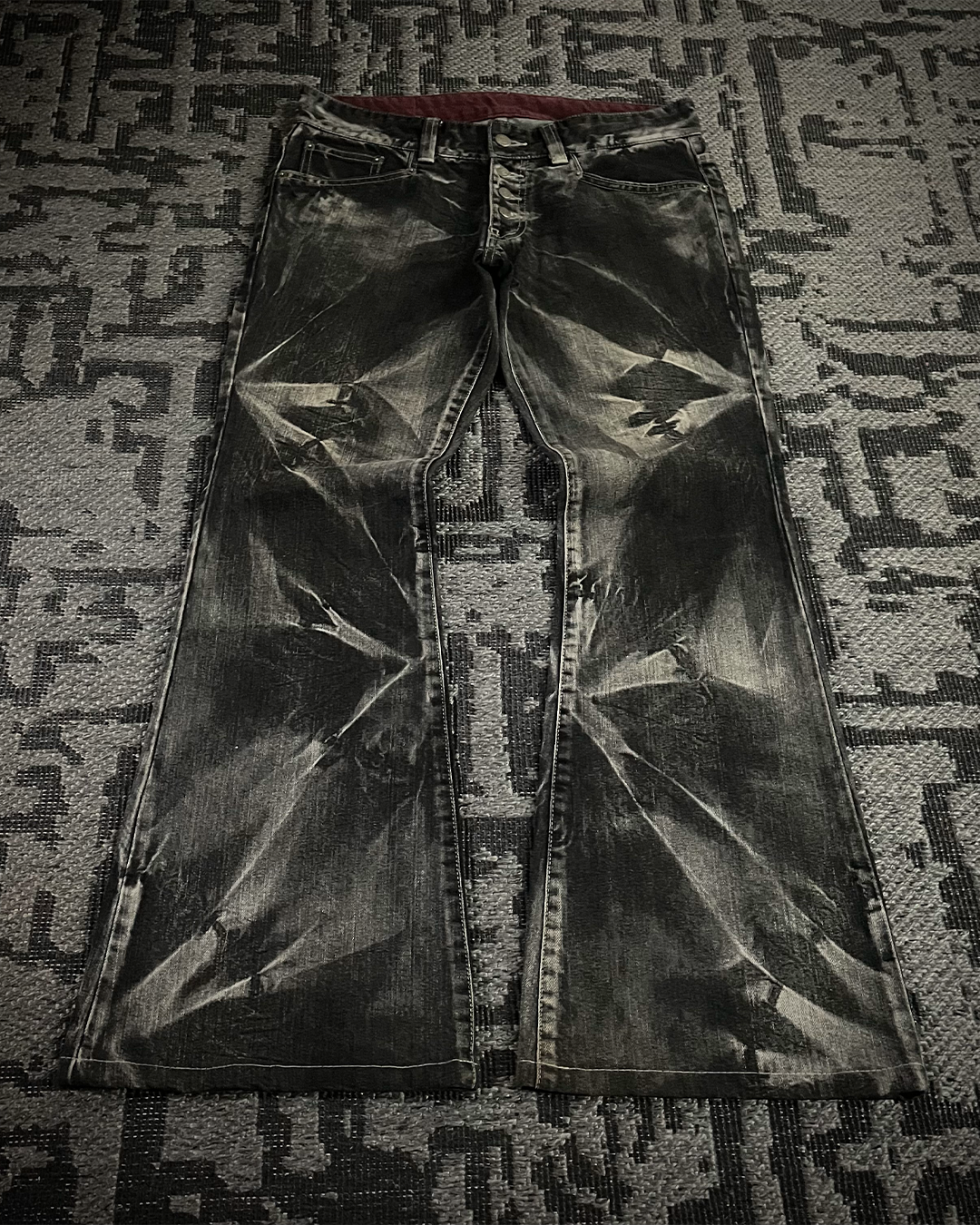 Tornado Mart Ice Shatter Wash Flared Jeans