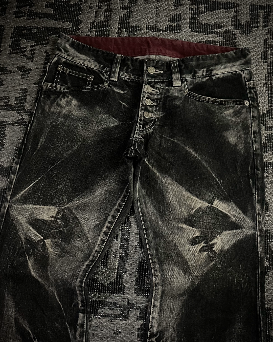 Tornado Mart Ice Shatter Wash Flared Jeans