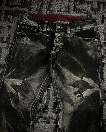 Tornado Mart Ice Shatter Wash Flared Jeans