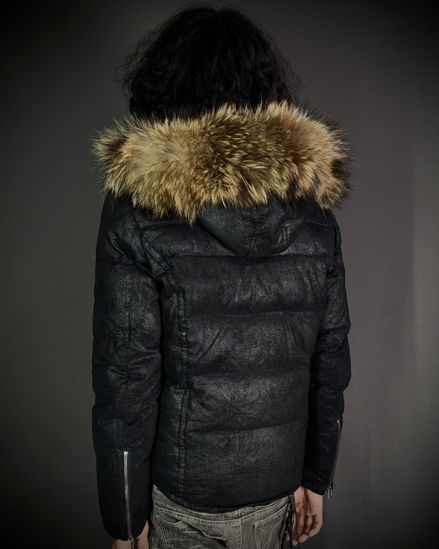 5351 POUR LES HOMMES Raccoon Fur Coated Down Jacket