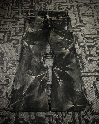 Tornado Mart Ice Shatter Wash Flared Jeans