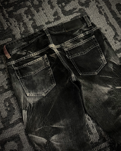 Tornado Mart Ice Shatter Wash Flared Jeans