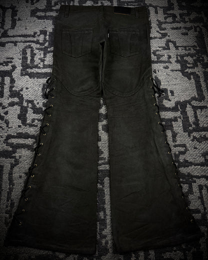 Tornado Mart Suede Lace Up Flared Pants