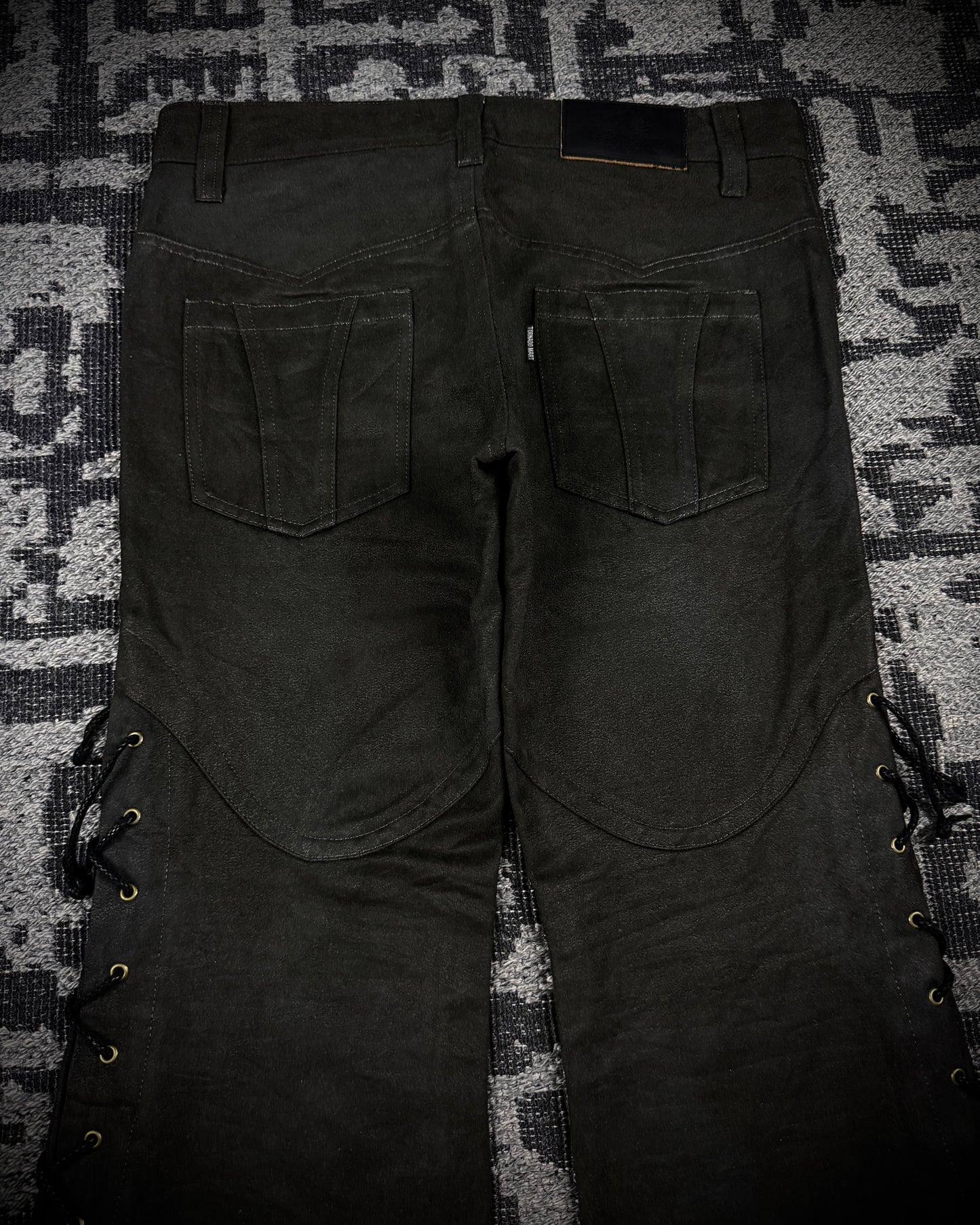 Tornado Mart Suede Lace Up Flared Pants