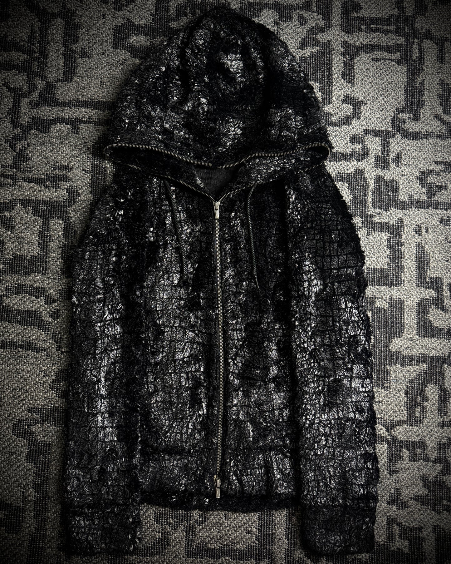 Tornado Mart Glossy Crocodile Hooded Zip Hoodie
