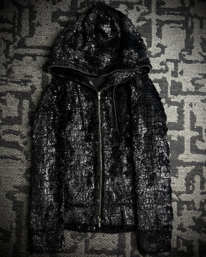 Tornado Mart Glossy Crocodile Hooded Zip Hoodie