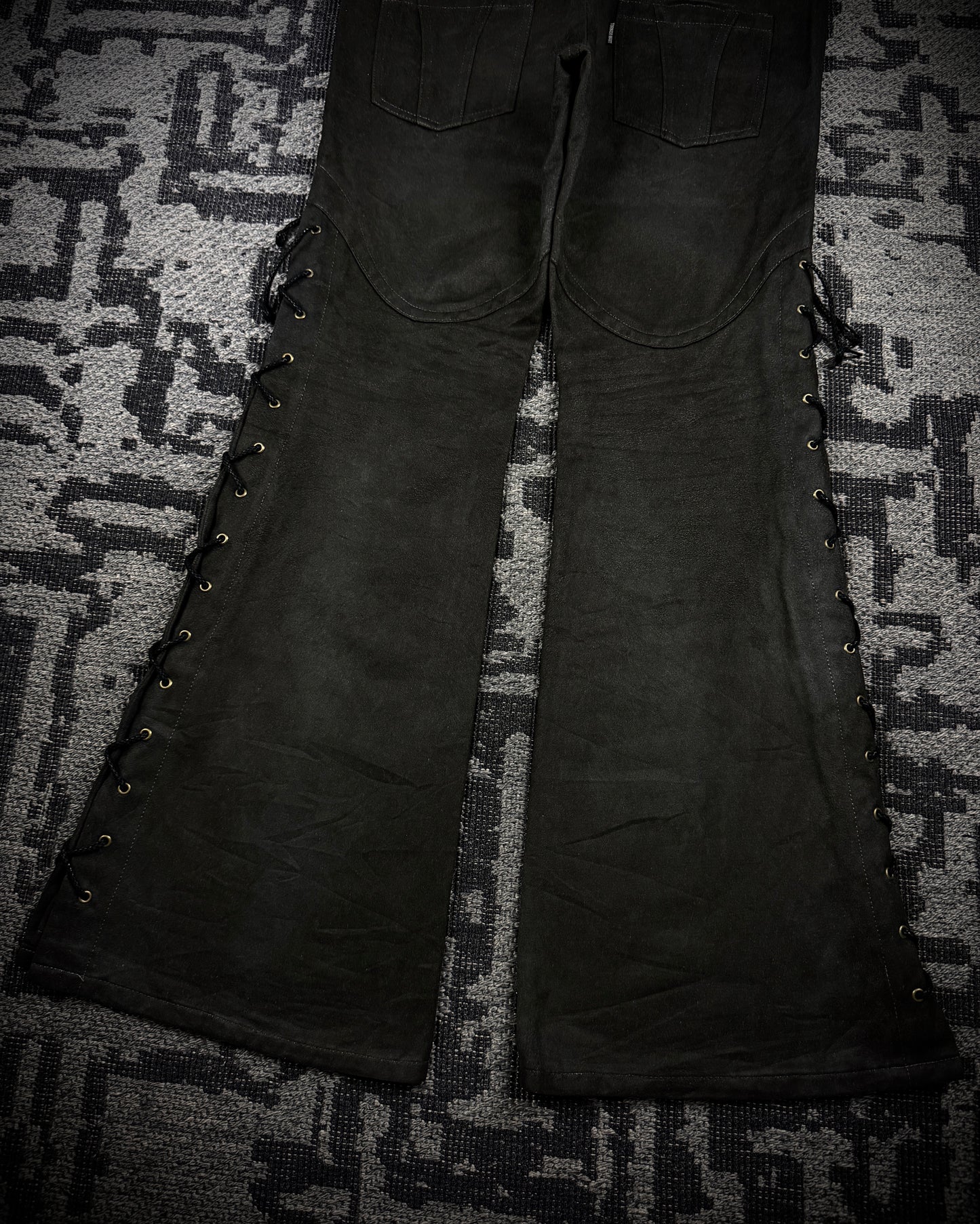 Tornado Mart Suede Lace Up Flared Pants