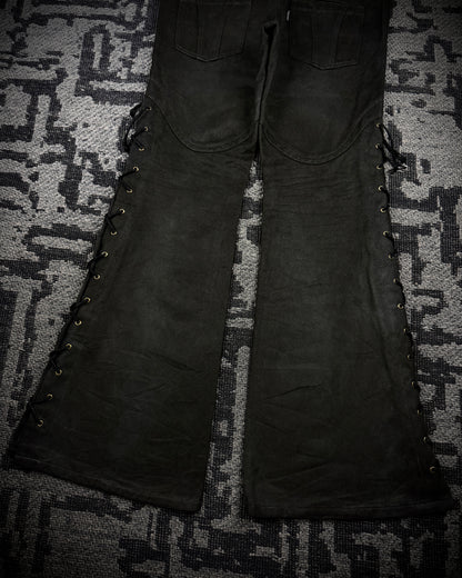 Tornado Mart Suede Lace Up Flared Pants