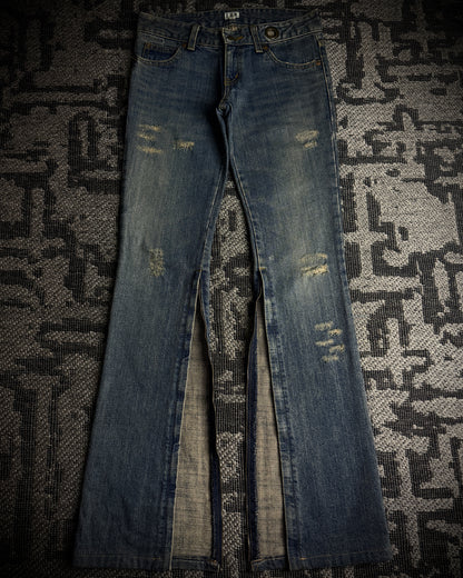 LGB NO.D/Chameleon Distressed Zip Denim