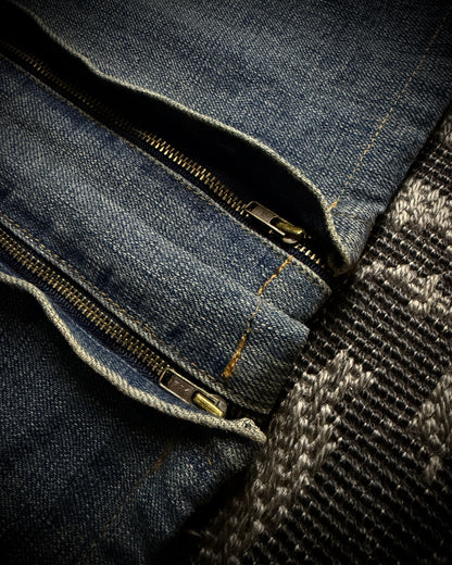 LGB NO.D/Chameleon Distressed Zip Denim