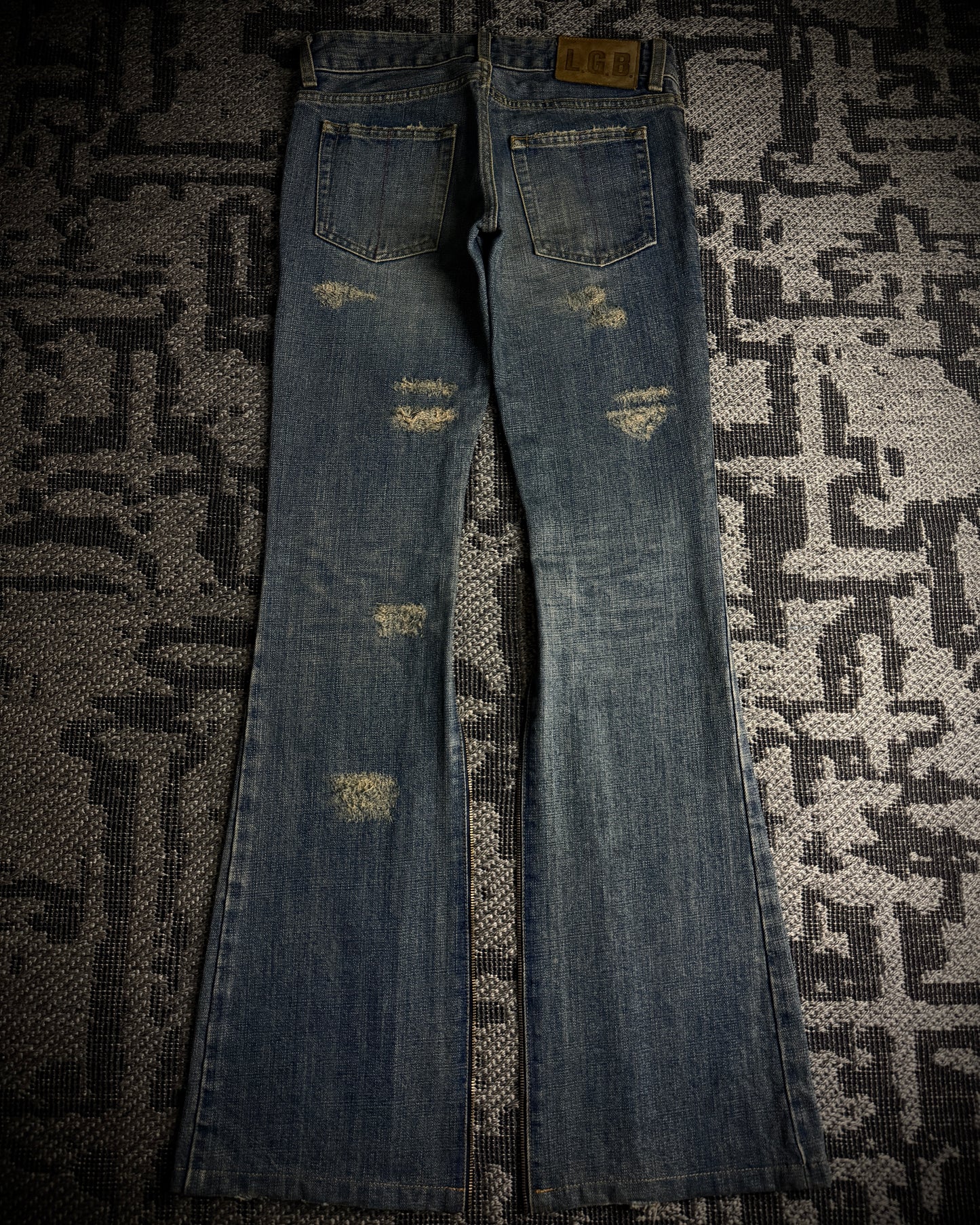LGB NO.D/Chameleon Distressed Zip Denim