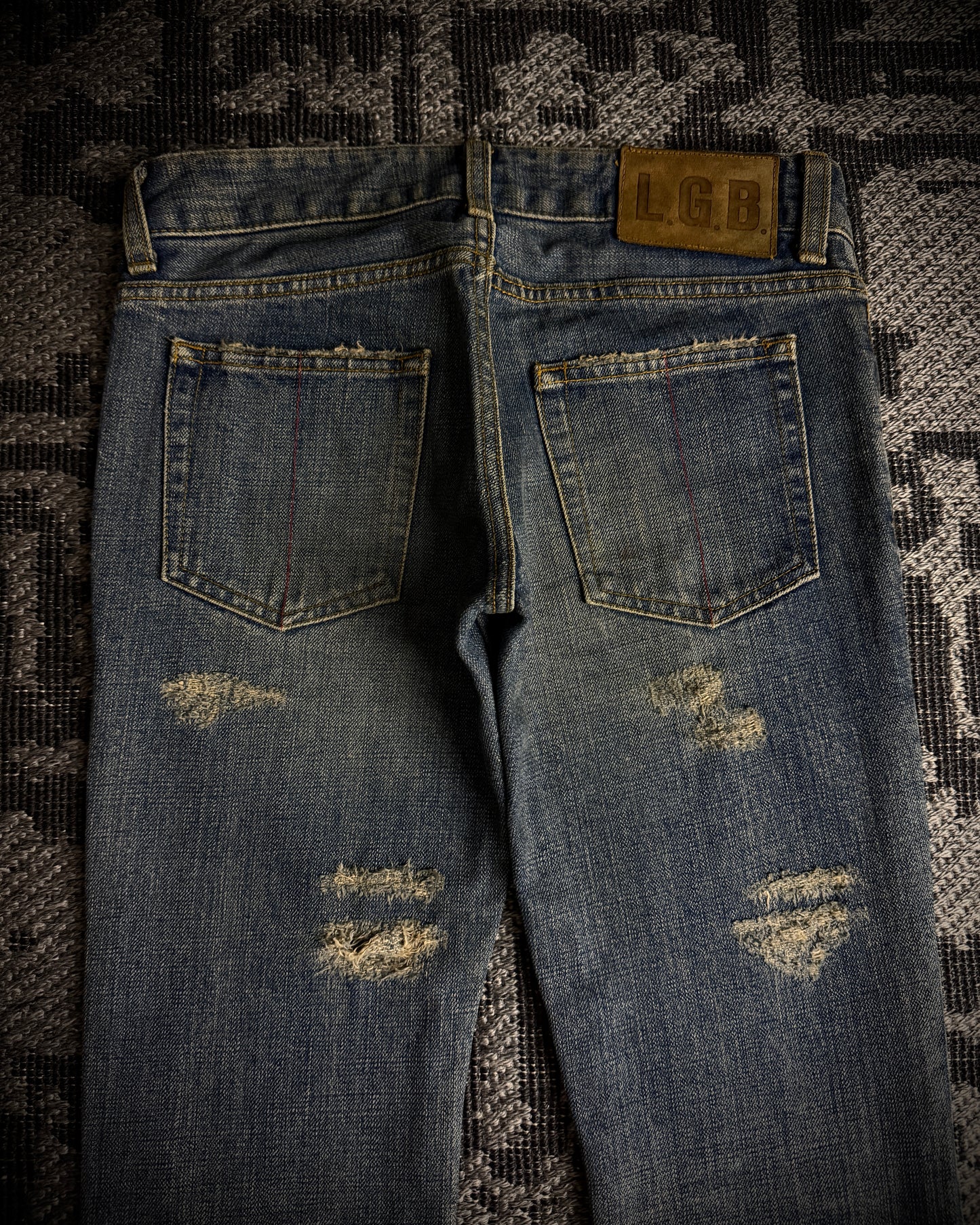 LGB NO.D/Chameleon Distressed Zip Denim