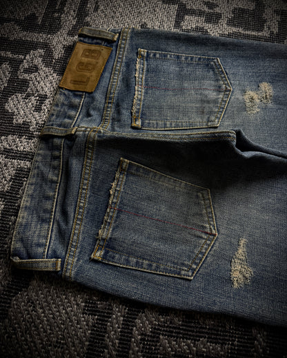 LGB NO.D/Chameleon Distressed Zip Denim