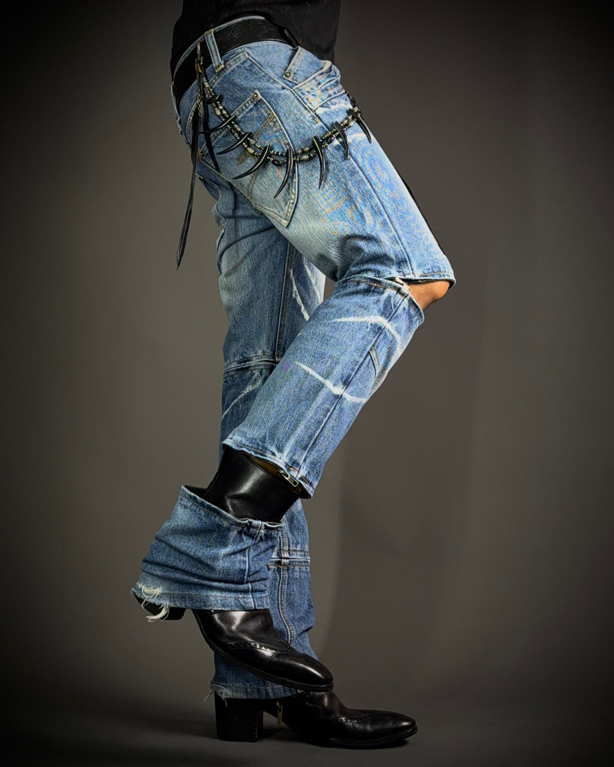 Semantic Design Wraparound Zip Convertible Jeans