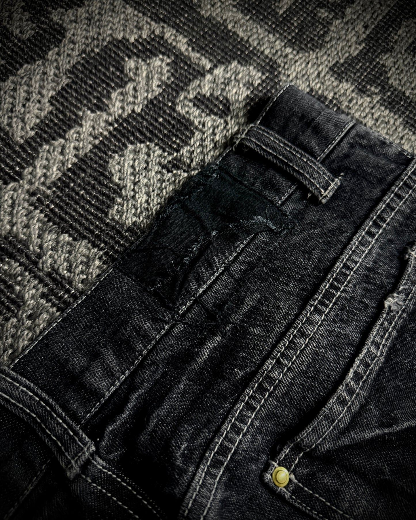 Black Baccara Glitter Distressed Bootcut Jeans
