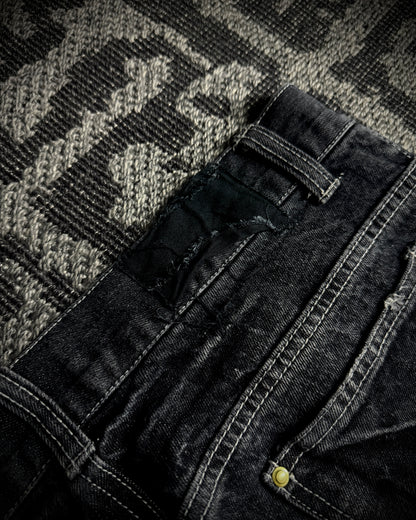 Black Baccara Glitter Distressed Bootcut Jeans