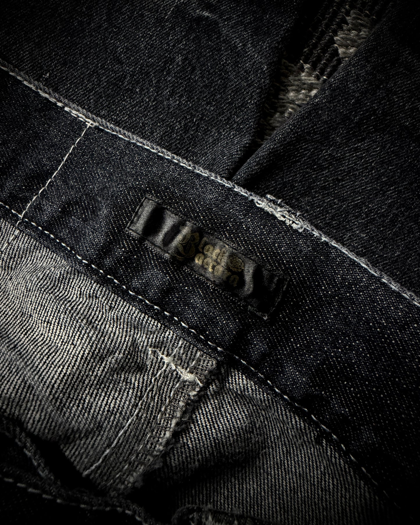 Black Baccara Glitter Distressed Bootcut Jeans