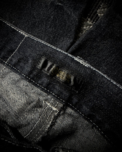 Black Baccara Glitter Distressed Bootcut Jeans