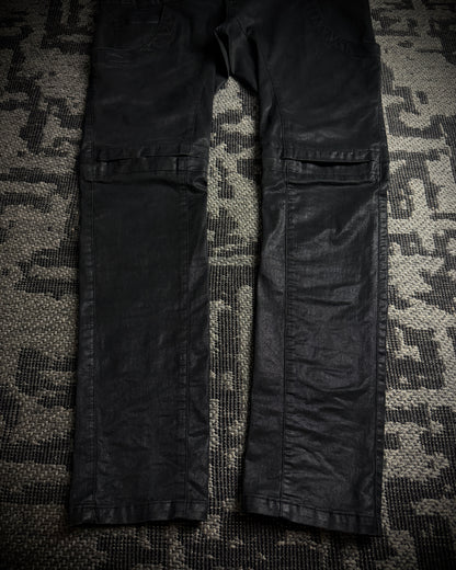Bajra Coated Stretch Triple Waist Asymmetrical Zip Pants