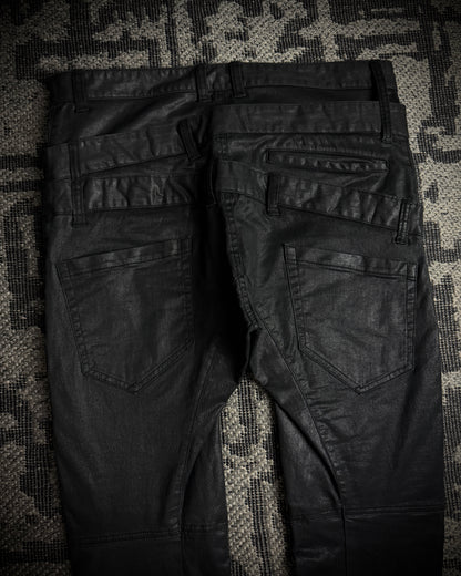 Bajra Coated Stretch Triple Waist Asymmetrical Zip Pants
