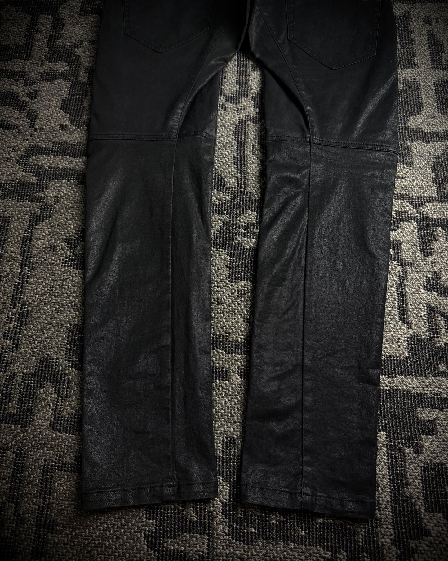Bajra Coated Stretch Triple Waist Asymmetrical Zip Pants