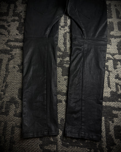 Bajra Coated Stretch Triple Waist Asymmetrical Zip Pants