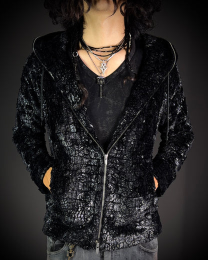 Tornado Mart Glossy Crocodile Hooded Zip Hoodie