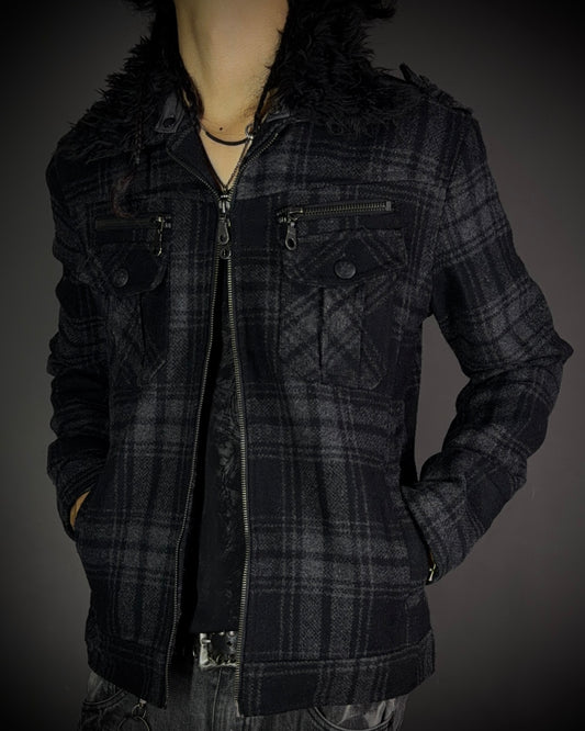 in the attic Plaid Wool-Blend Jacket