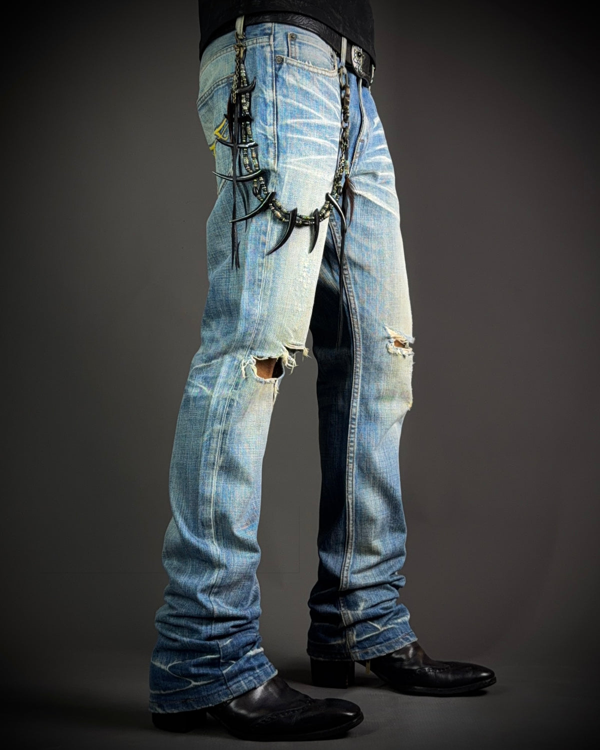 Jackrose Faded Destroyed Boot Cut Jeans