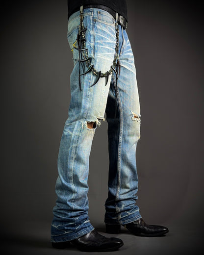 Jackrose Faded Destroyed Boot Cut Jeans