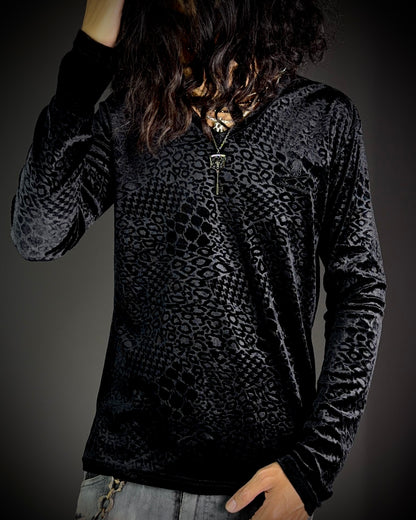 Roen × Semantic Design Tonal Leopard Velour V Neck Top