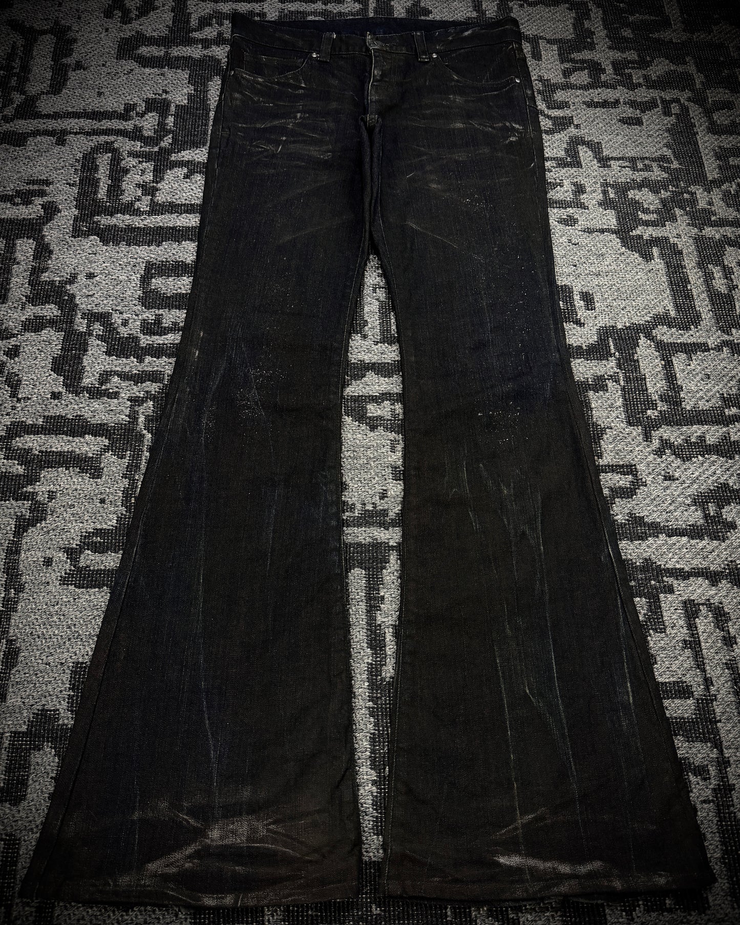 Tornado Mart Extended Back Lace Up Silver Flared Denim