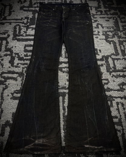 Tornado Mart Extended Back Lace Up Silver Flared Denim