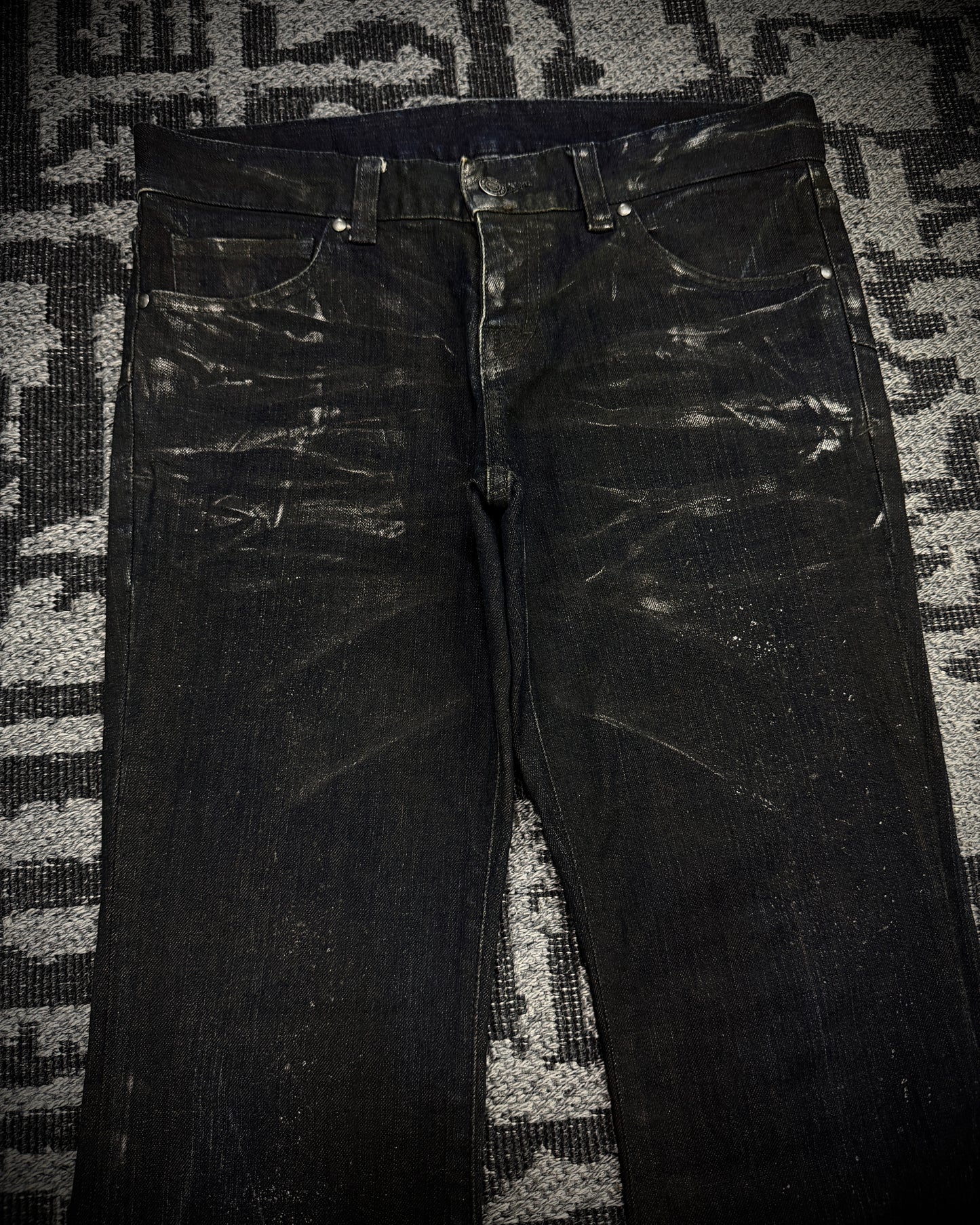 Tornado Mart Extended Back Lace Up Silver Flared Denim