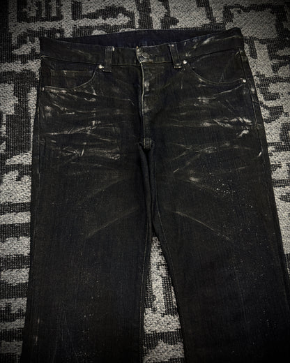 Tornado Mart Extended Back Lace Up Silver Flared Denim