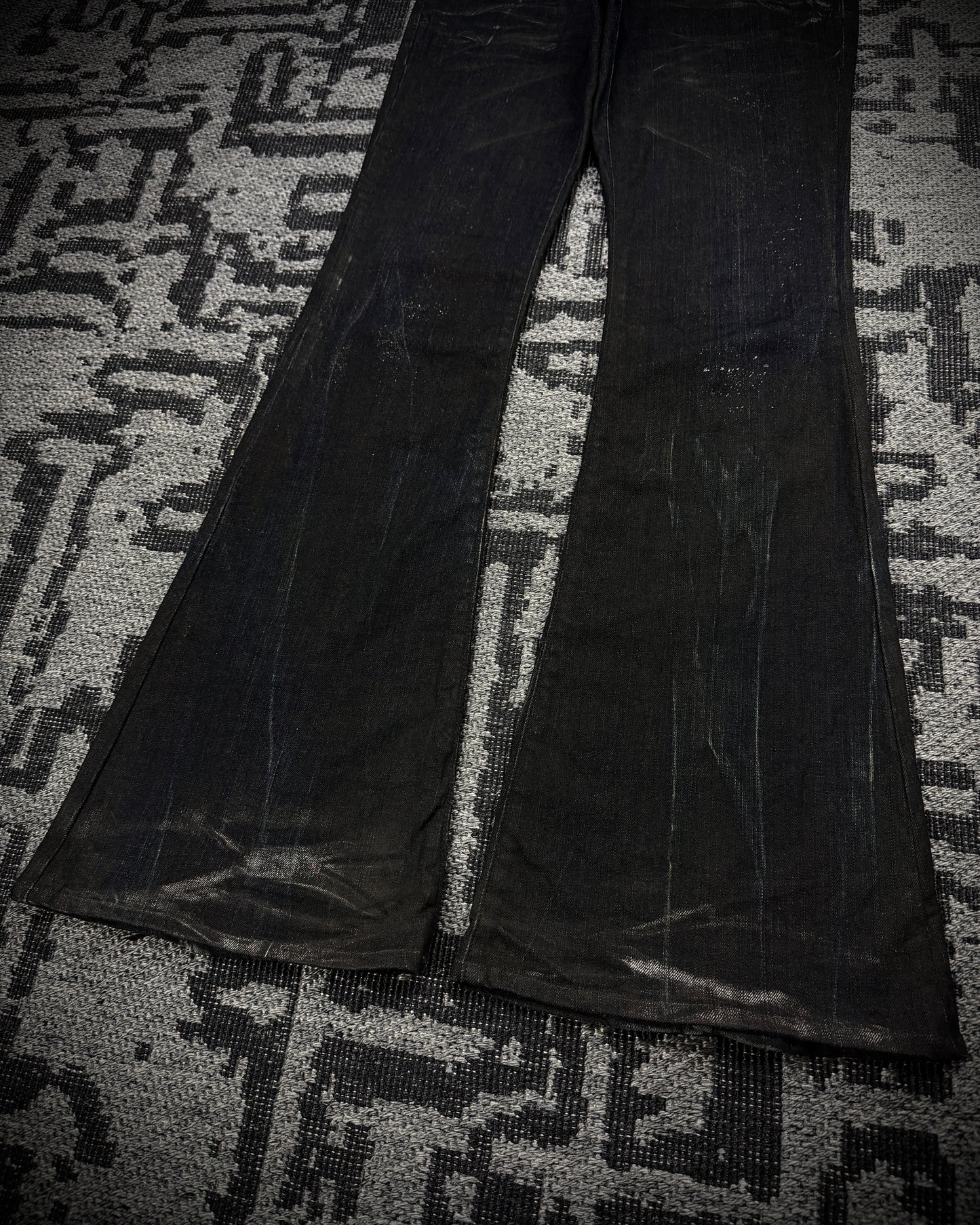 Tornado Mart Extended Back Lace Up Silver Flared Denim