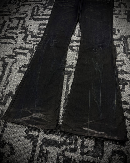 Tornado Mart Extended Back Lace Up Silver Flared Denim