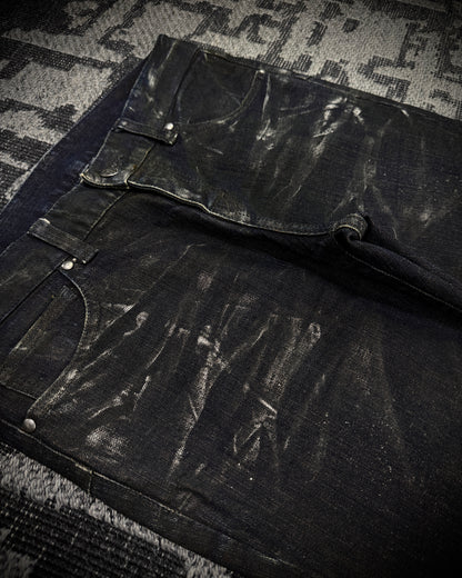 Tornado Mart Extended Back Lace Up Silver Flared Denim