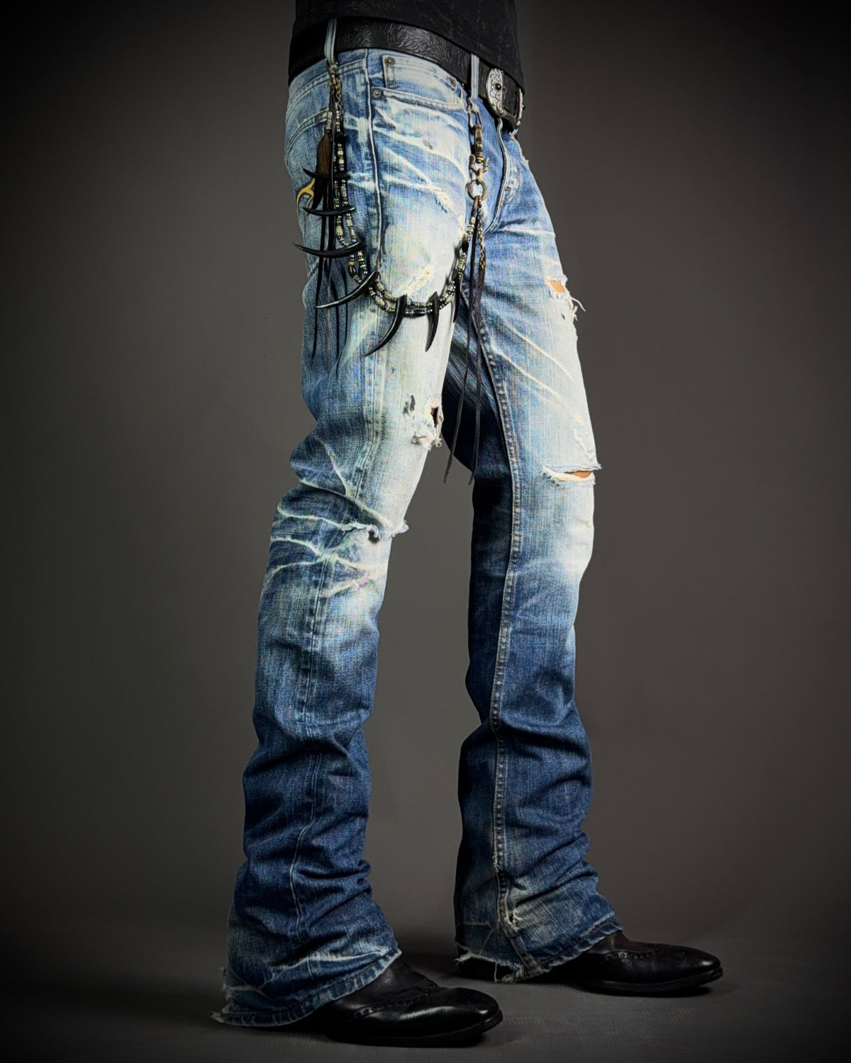 Jackrose Faded Distressed Boot Cut Jeans