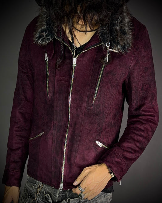 Tornado Mart Wine Leopard Sueded Jacket