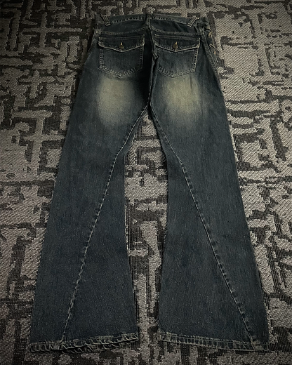 Cool Drive Striker Distressed Lace Up Flared Jeans